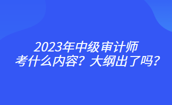 2023年中級(jí)審計(jì)師考什么內(nèi)容？大綱出了嗎？