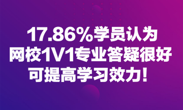 17.86%學員認為網校1V1專業(yè)答疑很好 可提高學習效力！