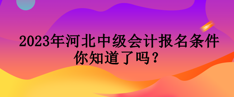 2023年河北中級會計報名條件你知道了嗎？