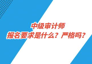 中級審計師報名要求是什么？嚴(yán)格嗎？