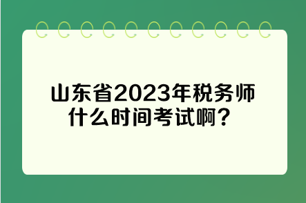 山東省2023年稅務師什么時間考試啊？