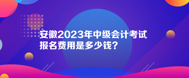 安徽2023年中級會計考試報名費用是多少錢？