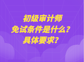 初級審計(jì)師免試條件是什么？具體要求？