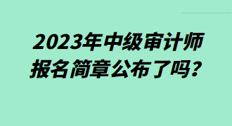 2023年中級審計師報名簡章公布了嗎？