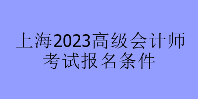 上海2023高級會計師考試報名條件