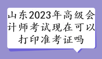 山東2023年高級(jí)會(huì)計(jì)師考試現(xiàn)在可以打印準(zhǔn)考證嗎