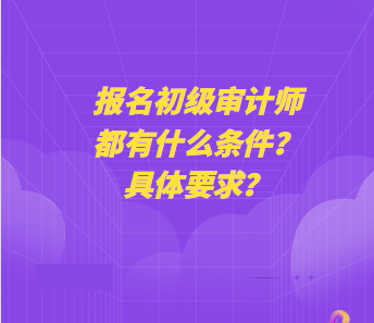 報名初級審計師都有什么條件？具體要求？