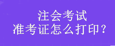 注會考試準考證怎么打印？