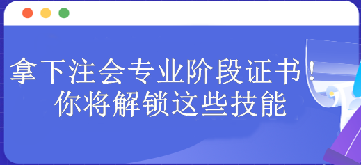 拿下注會(huì)專業(yè)階段證書(shū)！你將解鎖這些技能 包含...