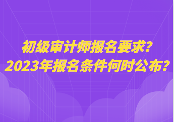 初級審計(jì)師報(bào)名要求？2023年報(bào)名條件何時(shí)公布？