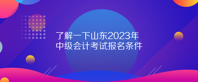 了解一下山東2023年中級會(huì)計(jì)考試報(bào)名條件