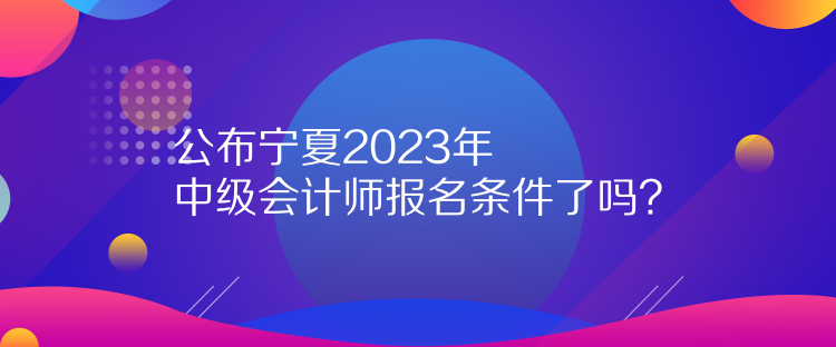 公布寧夏2023年中級(jí)會(huì)計(jì)師報(bào)名條件了嗎？