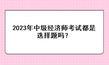 2023年中級經(jīng)濟師考試都是選擇題嗎？