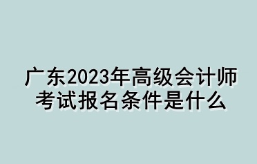 廣東2023年高級會計師考試報名條件是什么