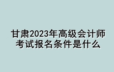 甘肅2023年高級會(huì)計(jì)師考試報(bào)名條件是什么