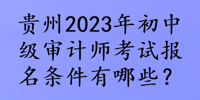 貴州2023年初中級審計師考試報名條件有哪些？