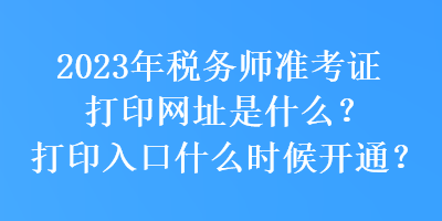 2023年稅務(wù)師準(zhǔn)考證打印網(wǎng)址是什么？打印入口什么時候開通？