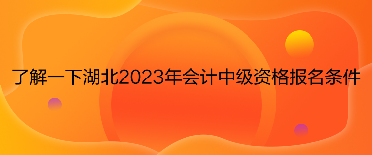 了解一下湖北2023年會計中級資格報名條件