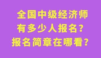 全國中級經(jīng)濟師有多少人報名？報名簡章在哪看？