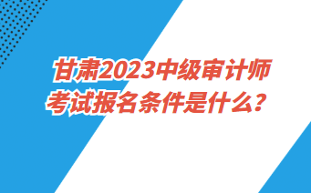 甘肅2023中級(jí)審計(jì)師考試報(bào)名條件是什么？