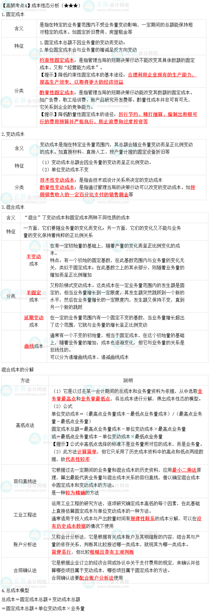 2023年中級《財務(wù)管理》高頻考點：成本性態(tài)分析