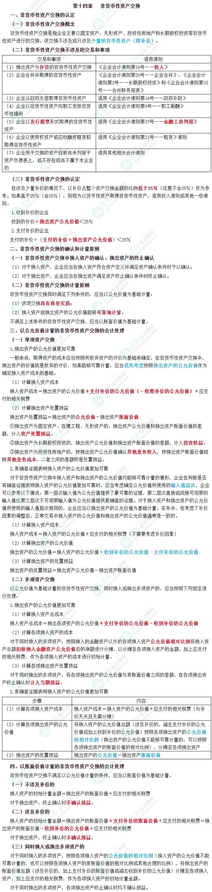 2023年中級(jí)會(huì)計(jì)職稱《中級(jí)會(huì)計(jì)實(shí)務(wù)》三色筆記第十四章：非貨幣性資產(chǎn)交換