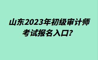 山東2023年初級(jí)審計(jì)師考試報(bào)名入口？