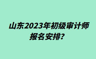 山東2023年初級審計師報名安排？