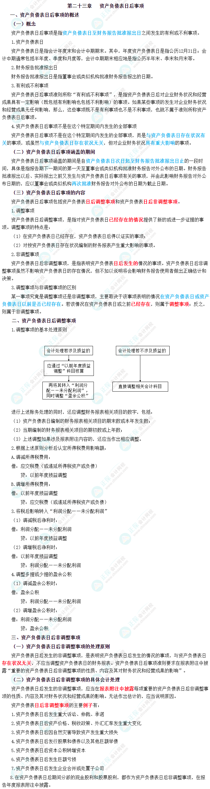 2023年中級會(huì)計(jì)職稱《中級會(huì)計(jì)實(shí)務(wù)》三色筆記第二十三章：資產(chǎn)負(fù)債表日后事項(xiàng)