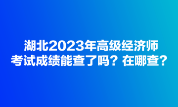 湖北2023年高級經(jīng)濟(jì)師考試成績能查了嗎？在哪查？