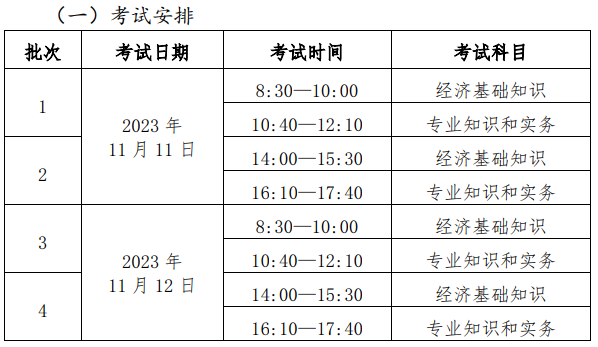 北京初中級(jí)經(jīng)濟(jì)師考試時(shí)間安排