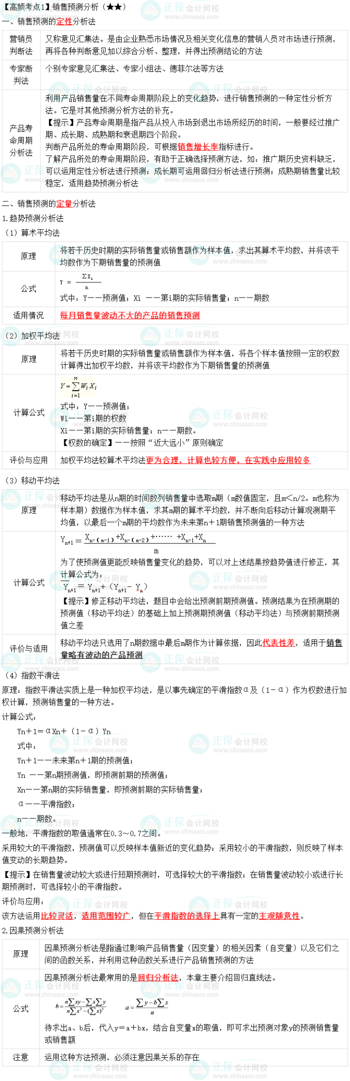 2023中級會計(jì)職稱《財(cái)務(wù)管理》高頻考點(diǎn)：銷售預(yù)測分析