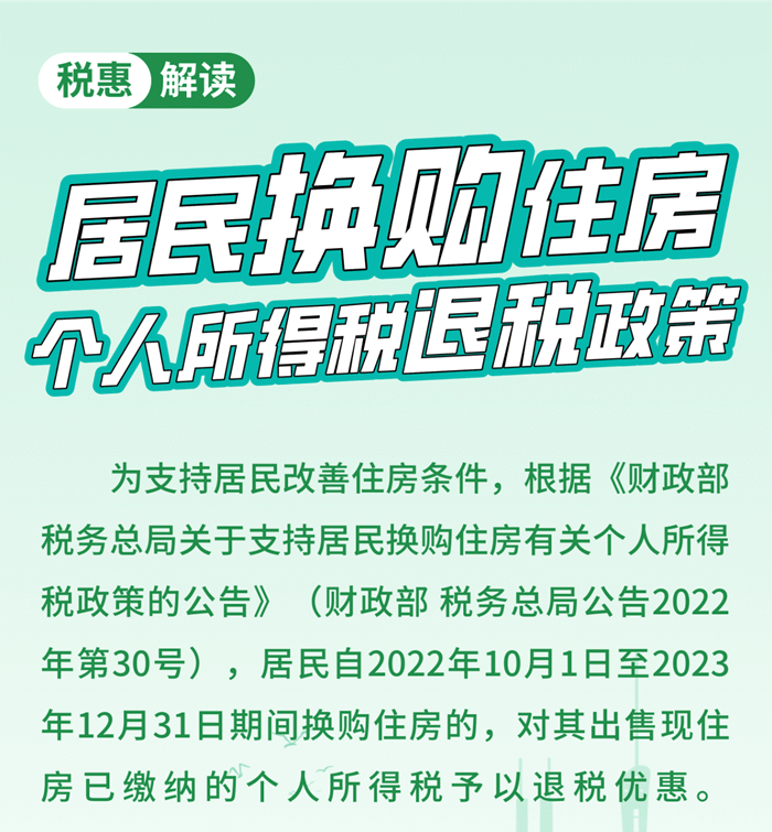 居民換購住房，個人所得稅退稅政策