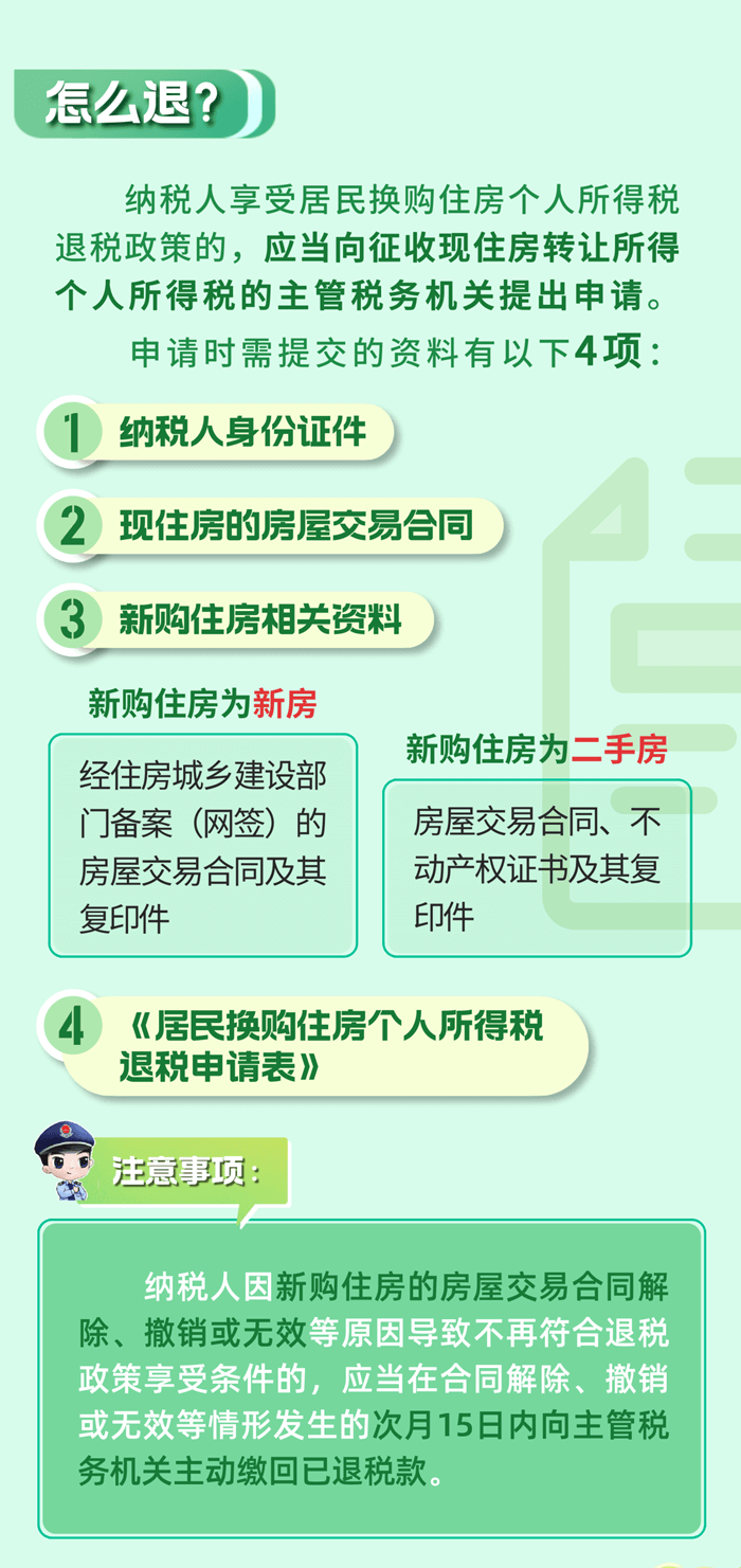 居民換購住房，個人所得稅退稅政策