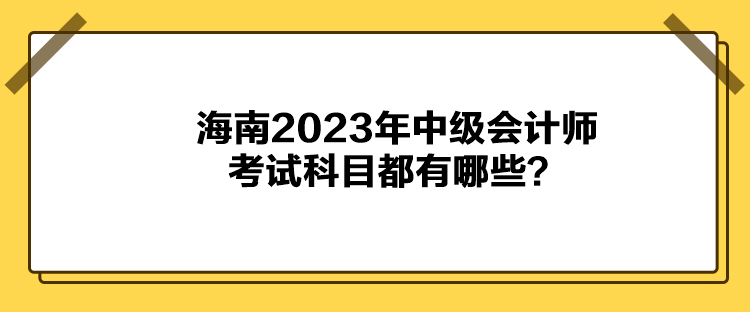 海南2023年中級(jí)會(huì)計(jì)師考試科目都有哪些？