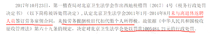 返聘離退休人員，未繳納個稅被罰100余萬元