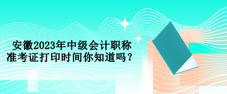 安徽2023年中級會計職稱準(zhǔn)考證打印時間你知道嗎？