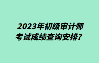 2023年初級審計師考試成績查詢安排