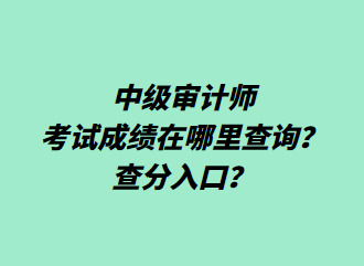 中級審計師考試成績在哪里查詢？查分入口？