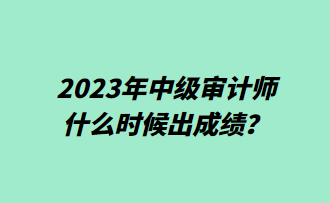 2023年中級審計(jì)師什么時(shí)候出成績？