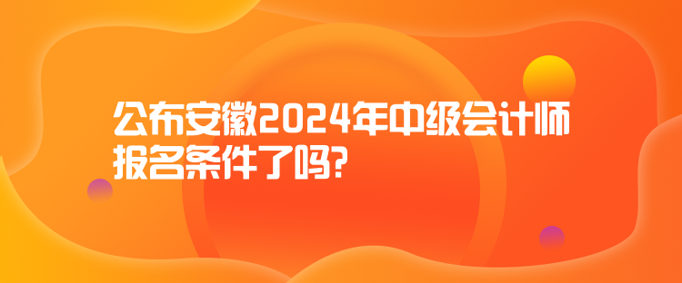 公布安徽2024年中級會計師報名條件了嗎？