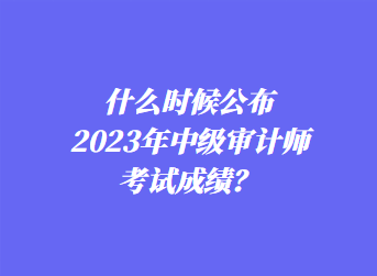 什么時候公布2023年中級審計師考試成績？