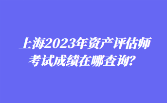 上海2023年資產(chǎn)評估師考試成績在哪查詢？