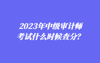 2023年中級審計師考試什么時候查分？