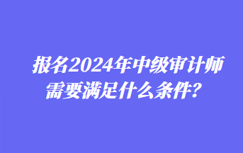 報(bào)名2024年中級審計(jì)師需要滿足什么條件？