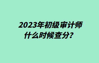 2023年初級審計師什么時候查分？