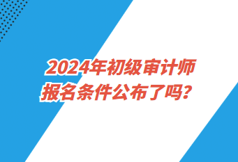 2024年初級(jí)審計(jì)師報(bào)名條件公布了嗎？