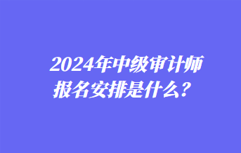 2024年中級審計師報名安排是什么？