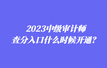 2023中級(jí)審計(jì)師查分入口什么時(shí)候開(kāi)通？