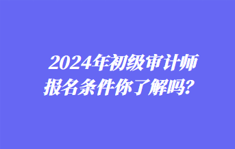 2024年初級審計師報名條件你了解嗎？